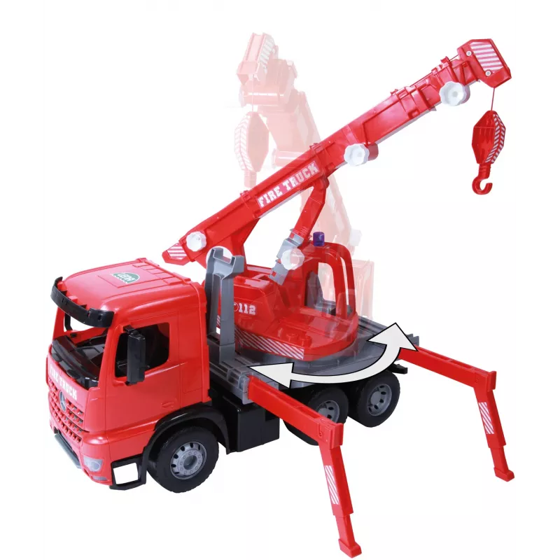 LENA GIGA TRUCKS Camião de bombeiros com grua Arocs, modelo de camião com grua, 3 ano(s), preto, cinzento, vermelho