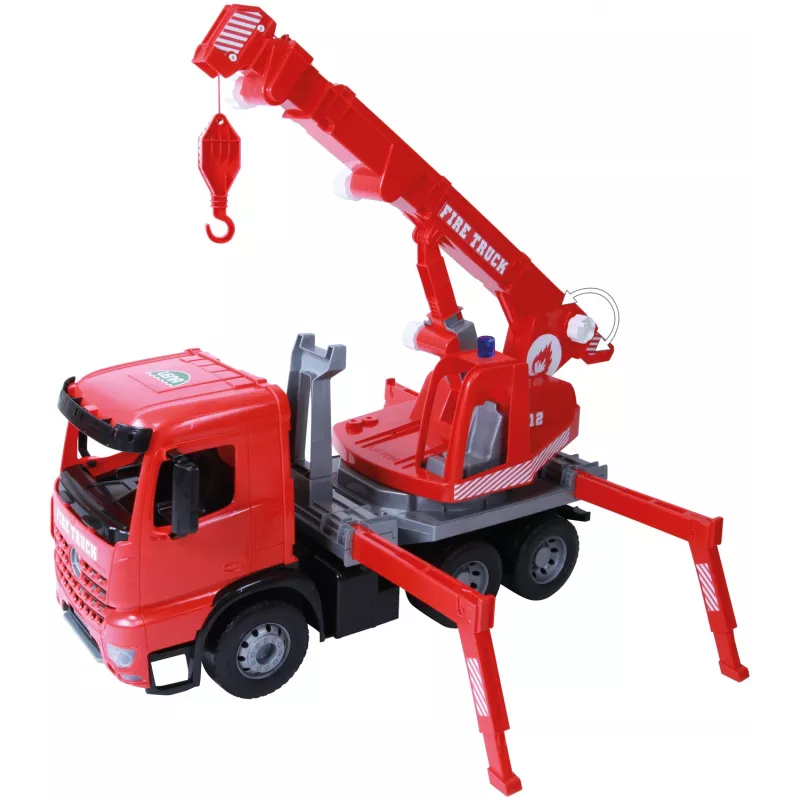 LENA GIGA TRUCKS Camião de bombeiros com grua Arocs, modelo de camião com grua, 3 ano(s), preto, cinzento, vermelho