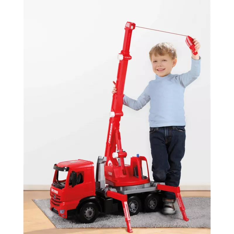 LENA GIGA TRUCKS Camião de bombeiros com grua Arocs, modelo de camião com grua, 3 ano(s), preto, cinzento, vermelho