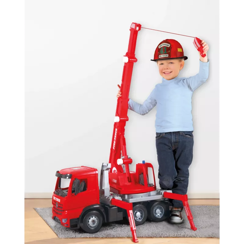 LENA GIGA TRUCKS Camião de bombeiros com grua Arocs, modelo de camião com grua, 3 ano(s), preto, cinzento, vermelho