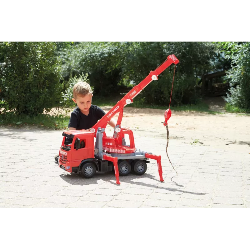 LENA GIGA TRUCKS Camião de bombeiros com grua Arocs, modelo de camião com grua, 3 ano(s), preto, cinzento, vermelho