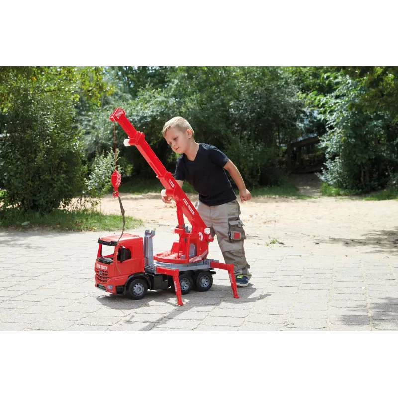 LENA GIGA TRUCKS Camião de bombeiros com grua Arocs, modelo de camião com grua, 3 ano(s), preto, cinzento, vermelho