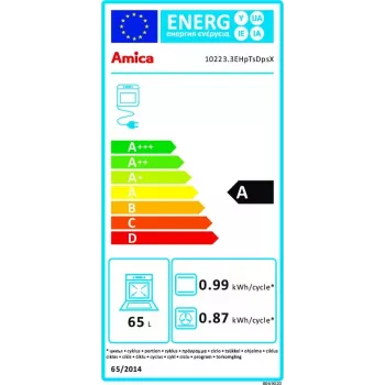 Forno elétrico de encastrar AMICA EB7541D Fine, 65 L, limpeza a vapor, ar quente, grelhador, aço inoxidável