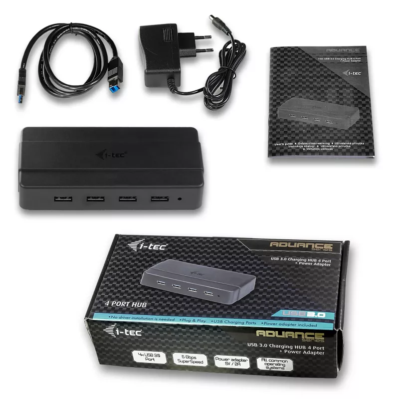 i-tec USB 3.0 Charging HUB 4 portas fonte de alimentação USB 3.2 Gen 1 Type-B