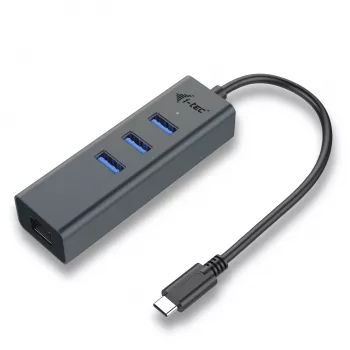 i-tec Metal USB-C HUB 3 portas + adaptador Gigabit Ethernet