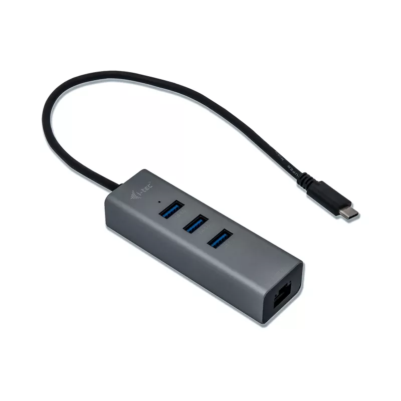 i-tec Metal USB-C HUB 3 portas + adaptador Gigabit Ethernet