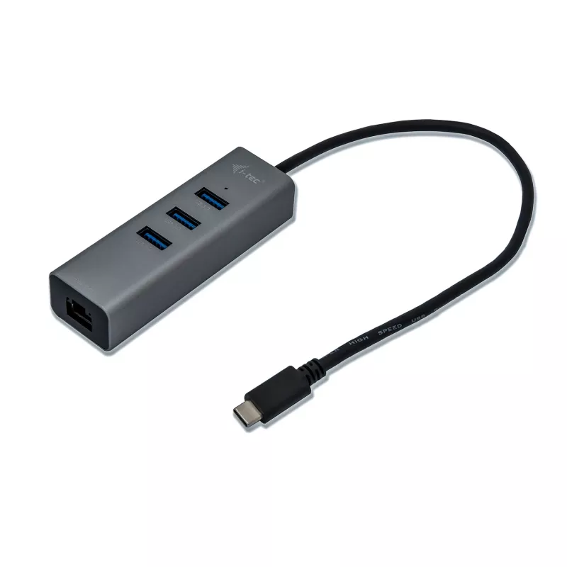 i-tec Metal USB-C HUB 3 portas + adaptador Gigabit Ethernet