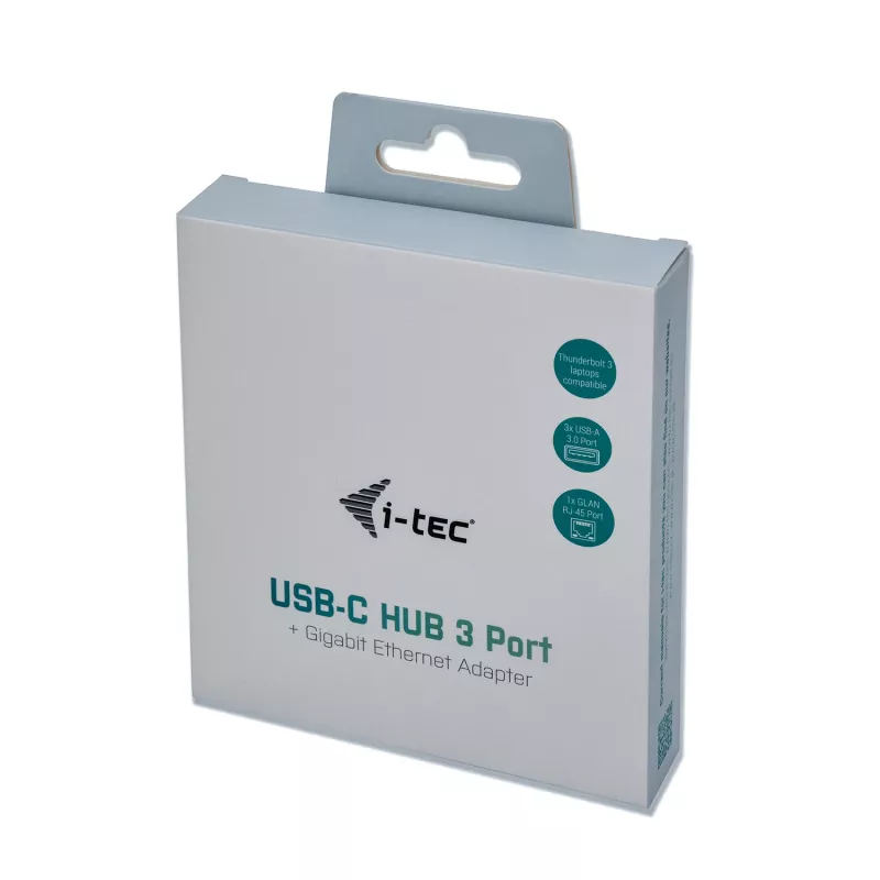 i-tec Metal USB-C HUB 3 portas + adaptador Gigabit Ethernet
