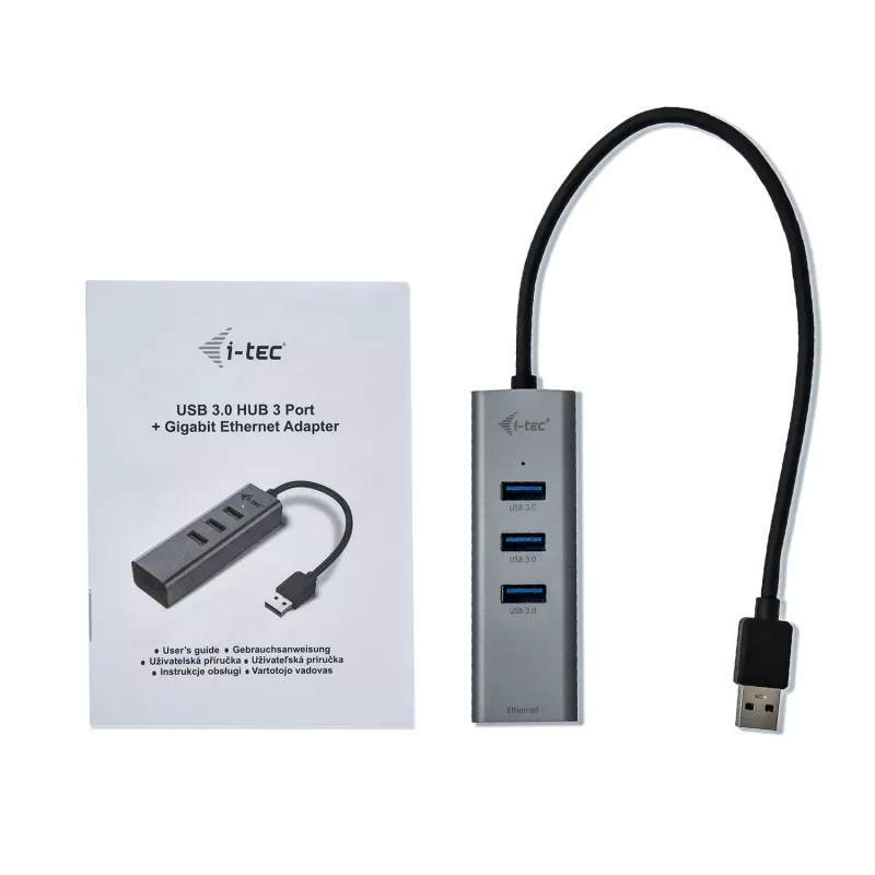 i-tec Metal USB 3.0 HUB 3 portas + adaptador Gigabit Ethernet