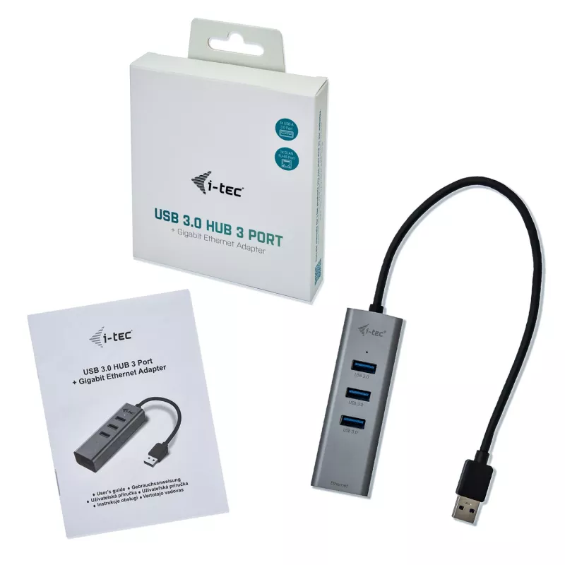 i-tec Metal USB 3.0 HUB 3 portas + adaptador Gigabit Ethernet