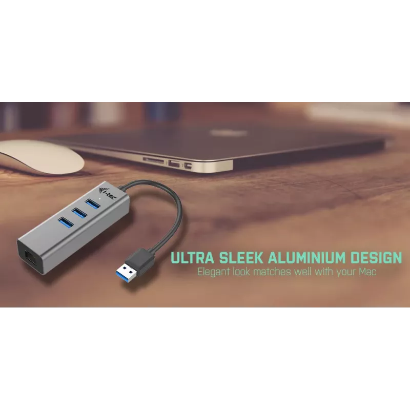i-tec Metal USB 3.0 HUB 3 portas + adaptador Gigabit Ethernet