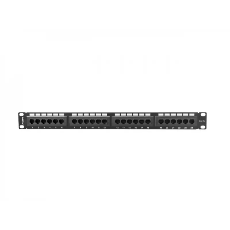 Lanberg PPU5-1024-B painel de patch, 24 portas, 1U, 19 polegadas, Cat5e UTP, metálico, preto