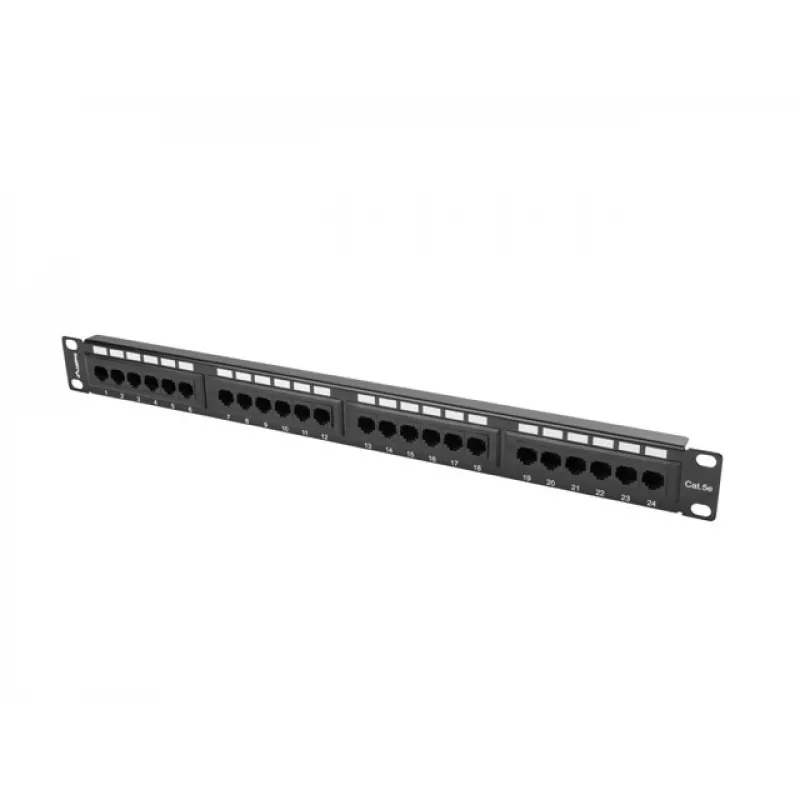 Lanberg PPU5-1024-B painel de patch, 24 portas, 1U, 19 polegadas, Cat5e UTP, metálico, preto