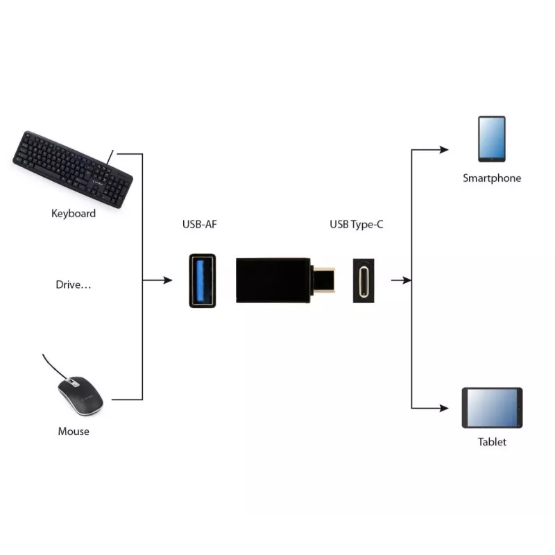 Adaptador gráfico USB Gembird A-USB3-CMAF-01 — USB Type-C para USB (USB 2.0 / 3.2 Gen 1), compacto preto
