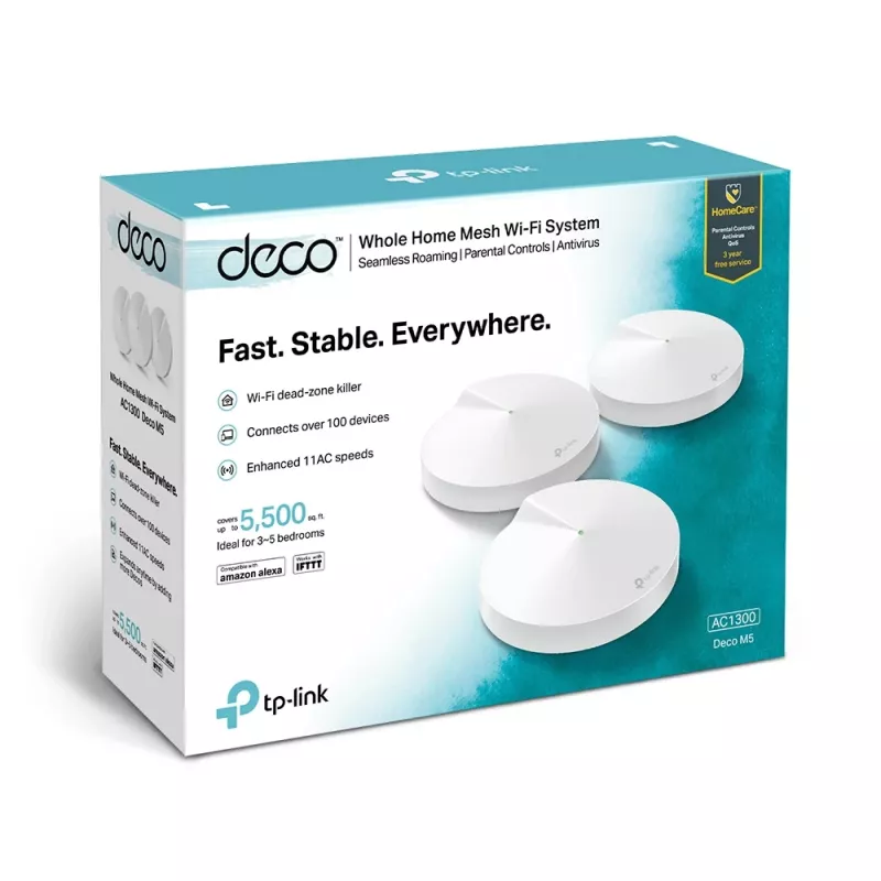 TP-Link AC1300 Deco Whole Home Mesh Wi-Fi System, pack de 3, branco, interno, sistema Mesh, dual band (2,4 GHz / 5 GHz), Wi-Fi 5 (802.11ac), 1300 Mbit/s