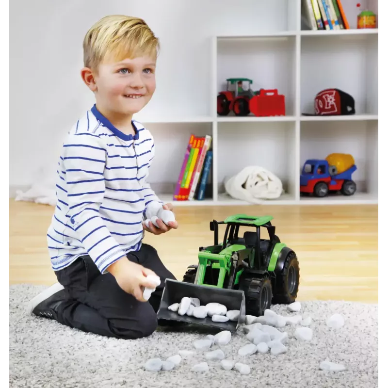 Lena Worxx 04613 Deutz-Fahr Agrotron trator de brincar com carregador frontal, 1:15, 45 cm