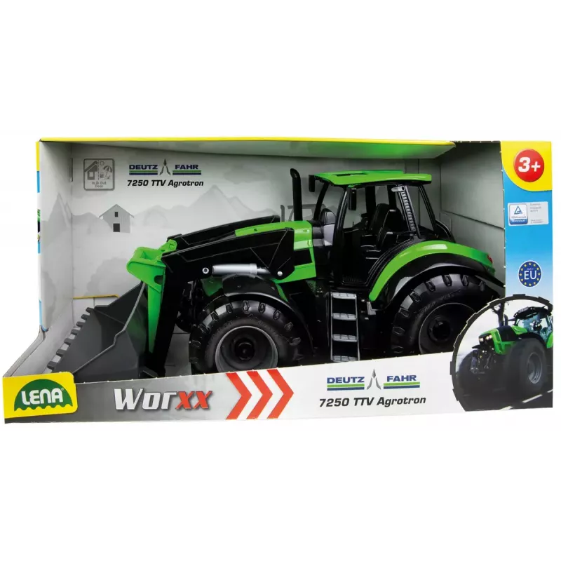 Lena Worxx 04613 Deutz-Fahr Agrotron trator de brincar com carregador frontal, 1:15, 45 cm
