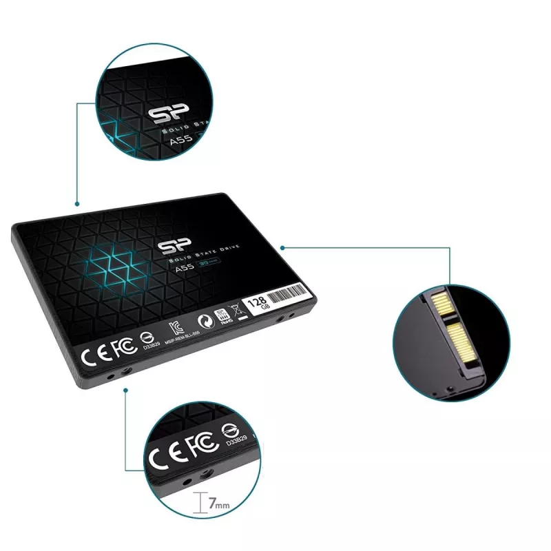 SSD SILICON POWER - A55 - 128GB - 2,5 polegadas - SATA III Slc
