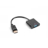 Adaptador de cabo de vídeo LANBERG AD-0002-BK — VGA (fêmea) para DisplayPort (macho), 0,2 m, 1920×1200@60Hz, DP 1.1a, preto