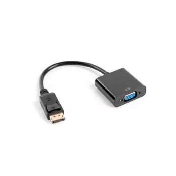Adaptador de cabo de vídeo LANBERG AD-0002-BK — VGA (fêmea) para DisplayPort (macho), 0,2 m, 1920×1200@60Hz, DP 1.1a, preto