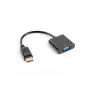 Adaptador de cabo de vídeo LANBERG AD-0002-BK — VGA (fêmea) para DisplayPort (macho), 0,2 m, 1920×1200@60Hz, DP 1.1a, preto