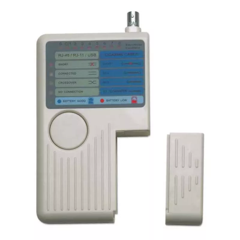 Testador de cabos 4-em-1 Intellinet, RJ-11, RJ-45, USB e BNC, teste com um botão