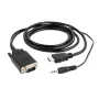 Cabo adaptador GEMBIRD HDMI para VGA e áudio, porta única, 1,8 m - preto