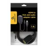 Cabo adaptador GEMBIRD HDMI para VGA e áudio, porta única, 1,8 m - preto