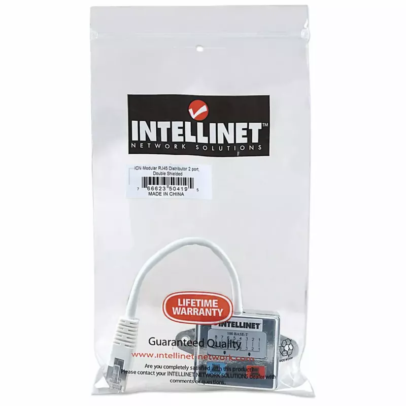 Distribuidor modular Intellinet de 2 portas, Cat5e, FTP, permite a partilha de um cabo de rede Cat5e por duas portas RJ45