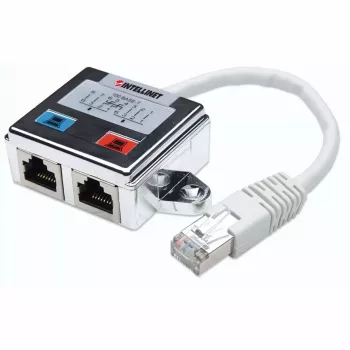Distribuidor modular Intellinet de 2 portas, Cat5e, FTP, permite a partilha de um cabo de rede Cat5e por duas portas RJ45