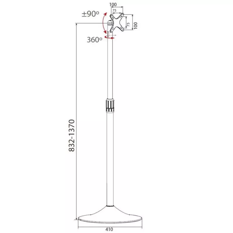 Suporte para ecrã publicitário Techly ICA-TR10 68,6 cm (27 polegadas) prateado