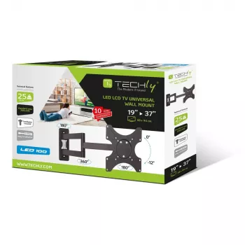 Suporte de parede Techly 19-37 polegadas para TV LED LCD inclinável 3 articulações preto ICA-LCD 2903