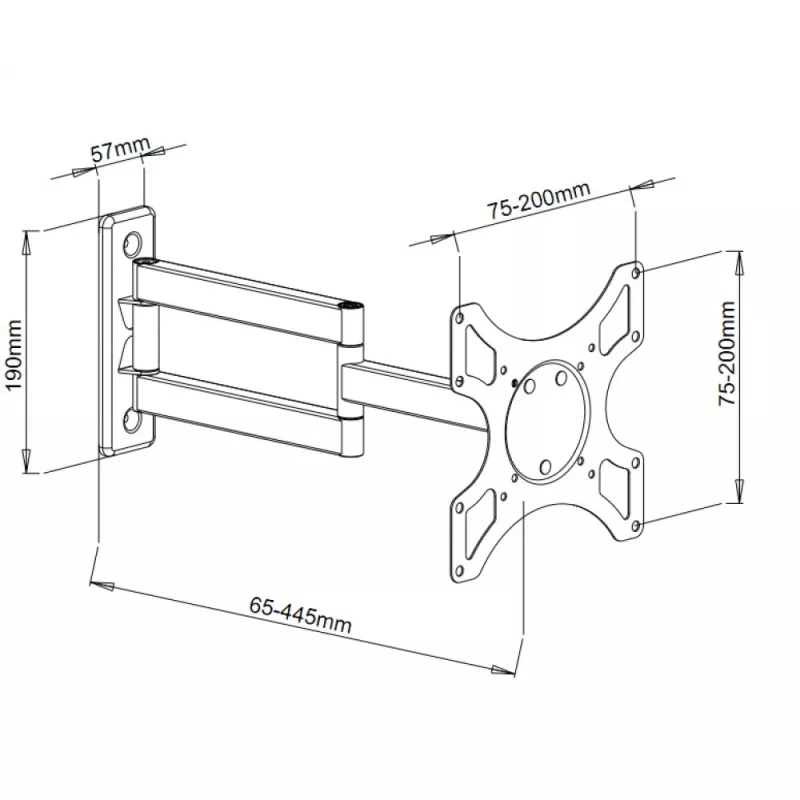 Suporte de parede Techly 19-37 polegadas para TV LED LCD inclinável 3 articulações preto ICA-LCD 2903