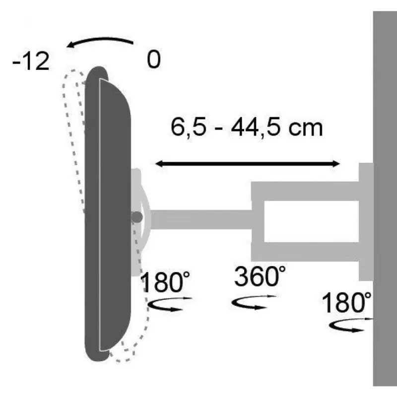 Suporte de parede Techly 19-37 polegadas para TV LED LCD inclinável 3 articulações preto ICA-LCD 2903