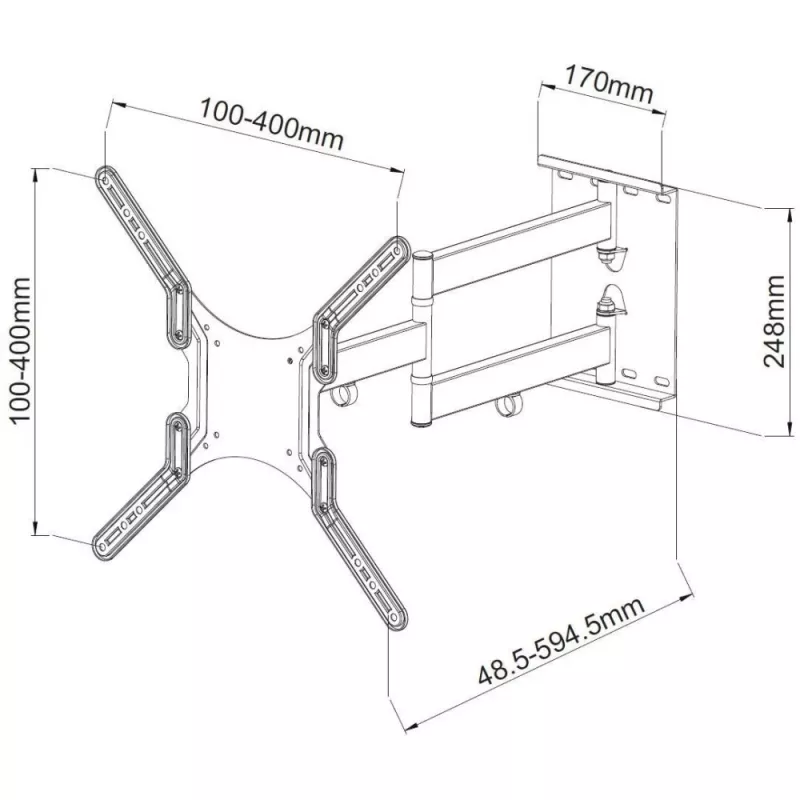 Suporte de parede universal Techly 23-55 polegadas para TV LCD preto ICA-PLB 136M