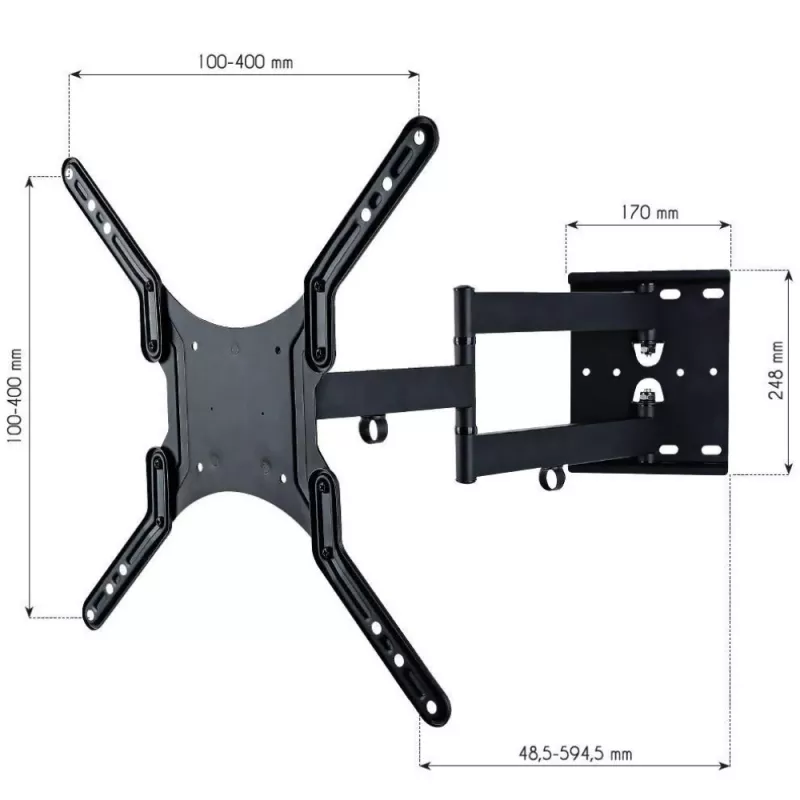 Suporte de parede universal Techly 23-55 polegadas para TV LCD preto ICA-PLB 136M