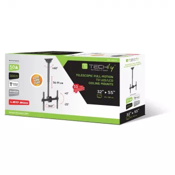 Suporte telescópico de teto universal Techly 32-55 polegadas para TV LED LCD ICA-CPLB 944S