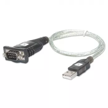 Adaptador USB para série Techly IDATA USB-SER-2T, ficha USB-A macho para ficha DB-9 macho, 0,45 m, branco transparente