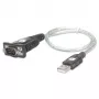 Adaptador USB para série Techly IDATA USB-SER-2T, ficha USB-A macho para ficha DB-9 macho, 0,45 m, branco transparente