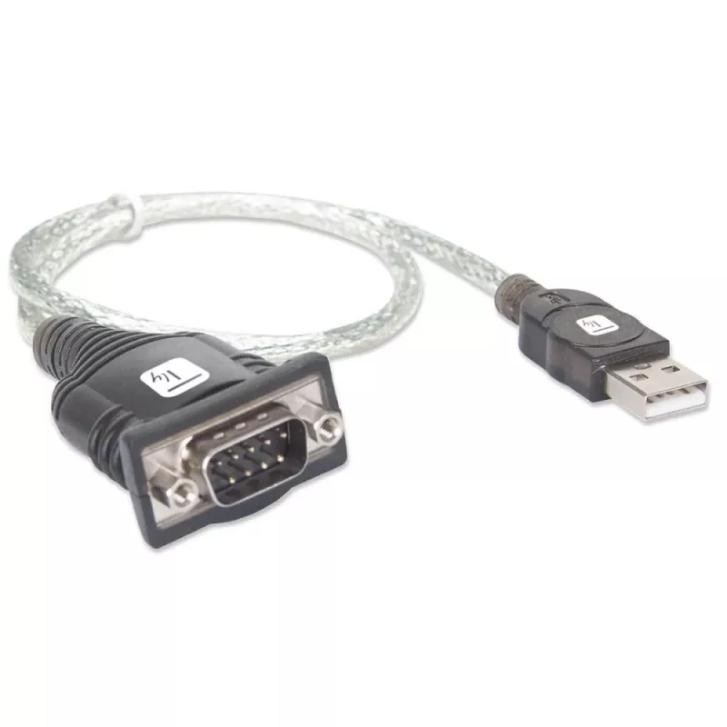 Adaptador USB para série Techly IDATA USB-SER-2T, ficha USB-A macho para ficha DB-9 macho, 0,45 m, branco transparente