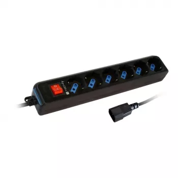 Régua de alimentação Techly 6 tomadas preto com ficha VDE IUPS-PCP-6V