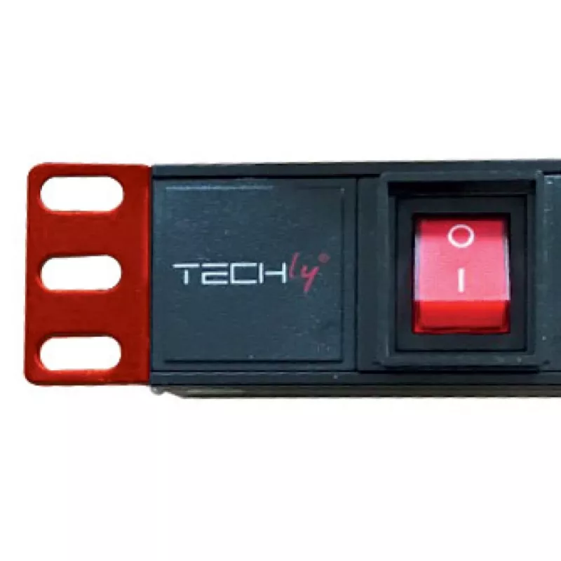 Unidade de distribuição de energia (PDU) Techly I-CASE STRIP-81UD 8 tomadas AC 1U preto, vermelho