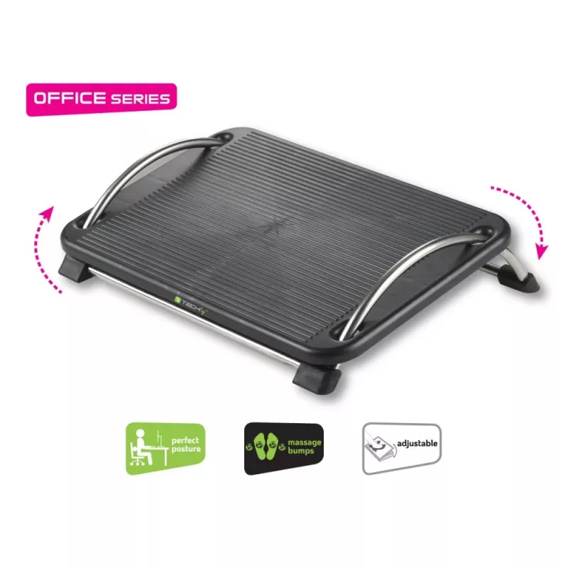 Techly ICA-FR 13 apoio para pés ergonómico ajustável, ajuste de ângulo, antiderrapante, 43 x 28 cm, preto