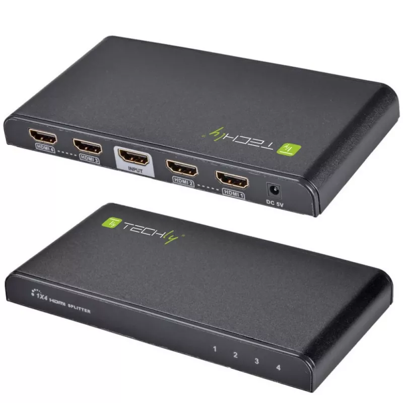 Techly IDATA HDMI-4K4 splitter HDMI 1x4, 4K x 2K (3840 x 2160), 3D, 36 bits, preto