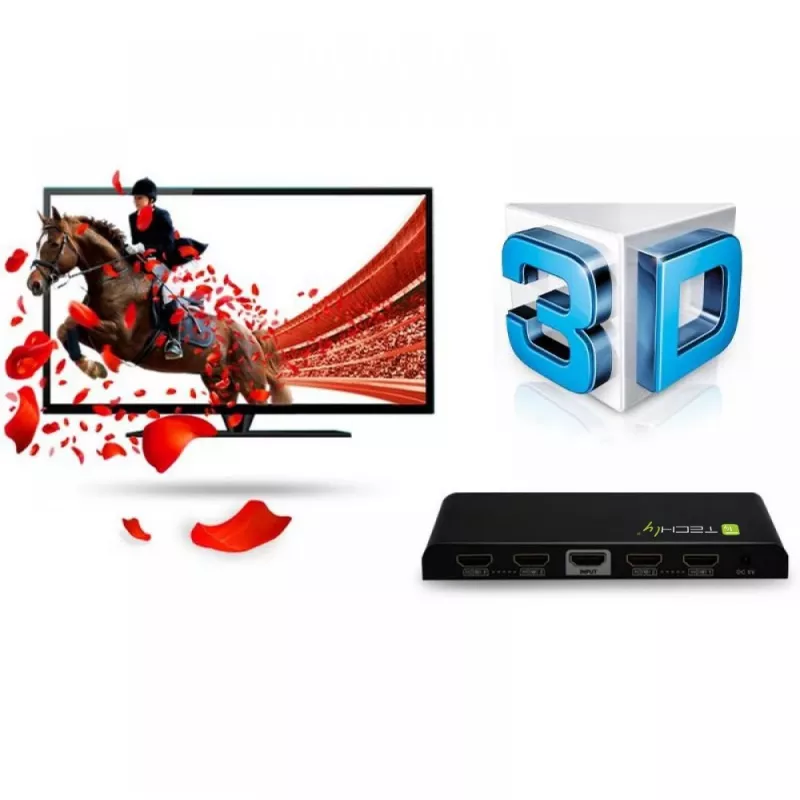 Techly IDATA HDMI-4K4 splitter HDMI 1x4, 4K x 2K (3840 x 2160), 3D, 36 bits, preto