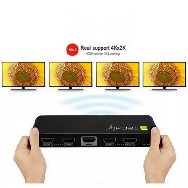 Techly IDATA HDMI-4K4 splitter HDMI 1x4, 4K x 2K (3840 x 2160), 3D, 36 bits, preto