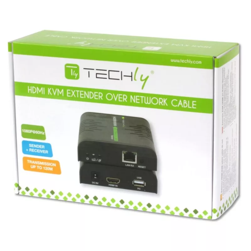Extensor KVM Techly IDATA HDMI-KVM2 transmissor e recetor