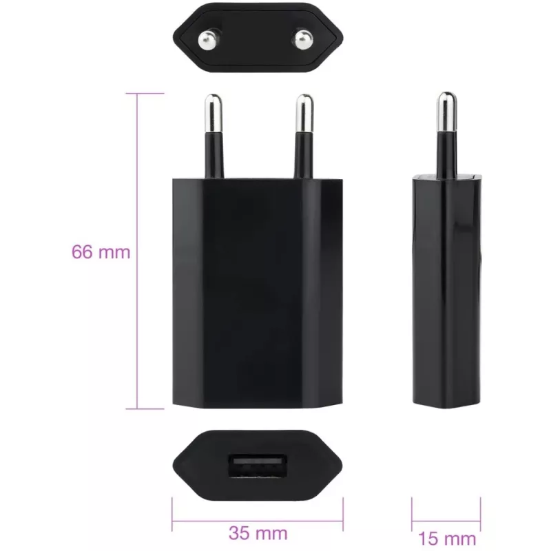Carregador compacto Techly USB 1A ficha europeia preto