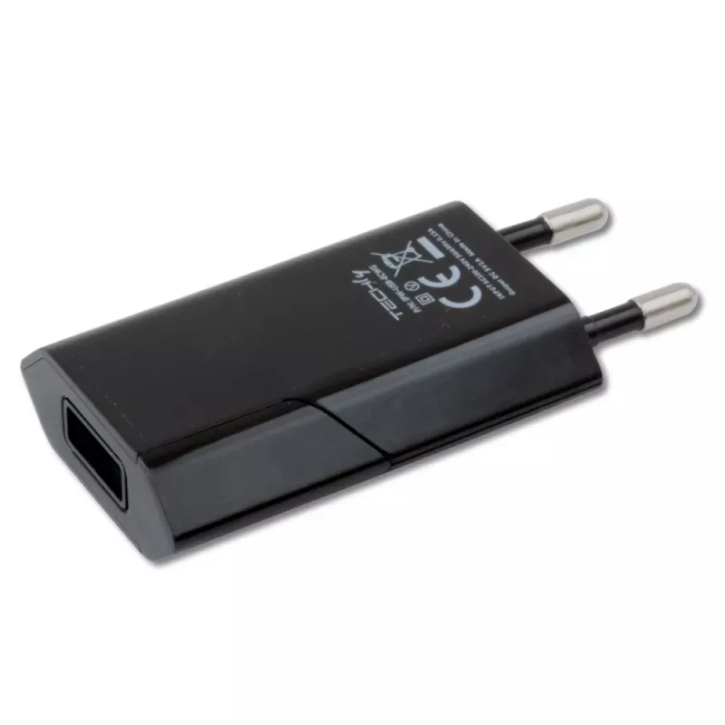 Carregador compacto Techly USB 1A ficha europeia preto