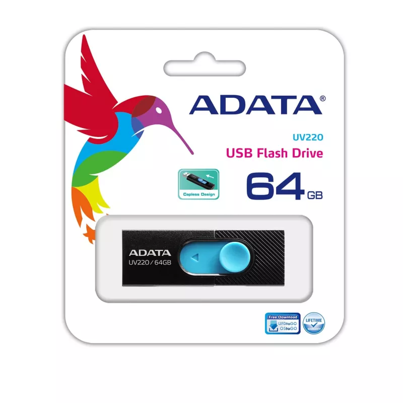 Pen USB ADATA UV220 64 GB USB Type-A 2.0 preto, azul
